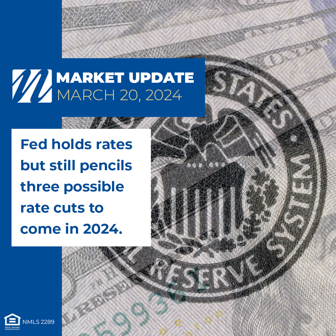 Market Update: March 20, 2024 - Fed holds rates but still pencils three possible rate cuts to come in 2024.